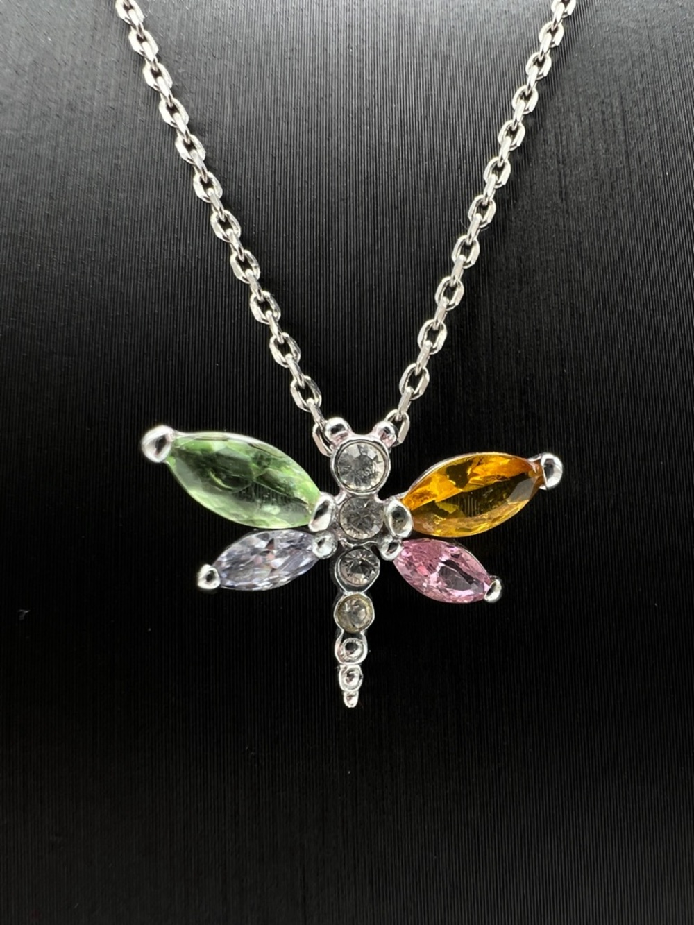 Multicolor Dragonfly Pendant Necklace - 925 Silver Pendant